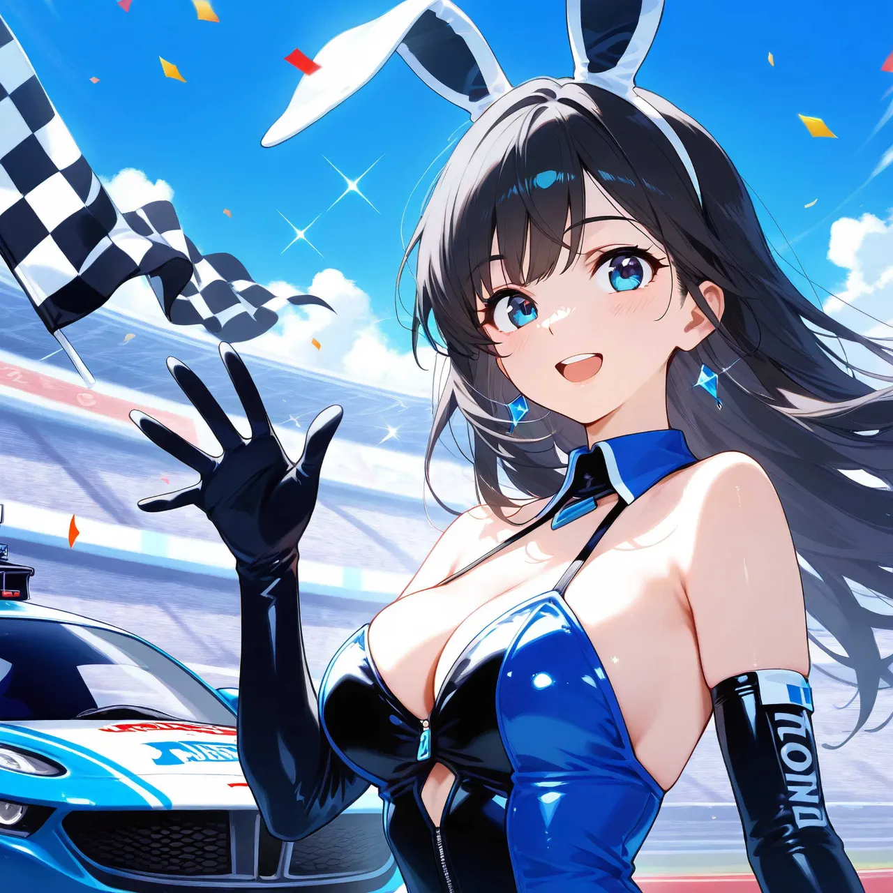 勝利を彩る青の女王 — Rabbit_FootさんのAIイラスト
