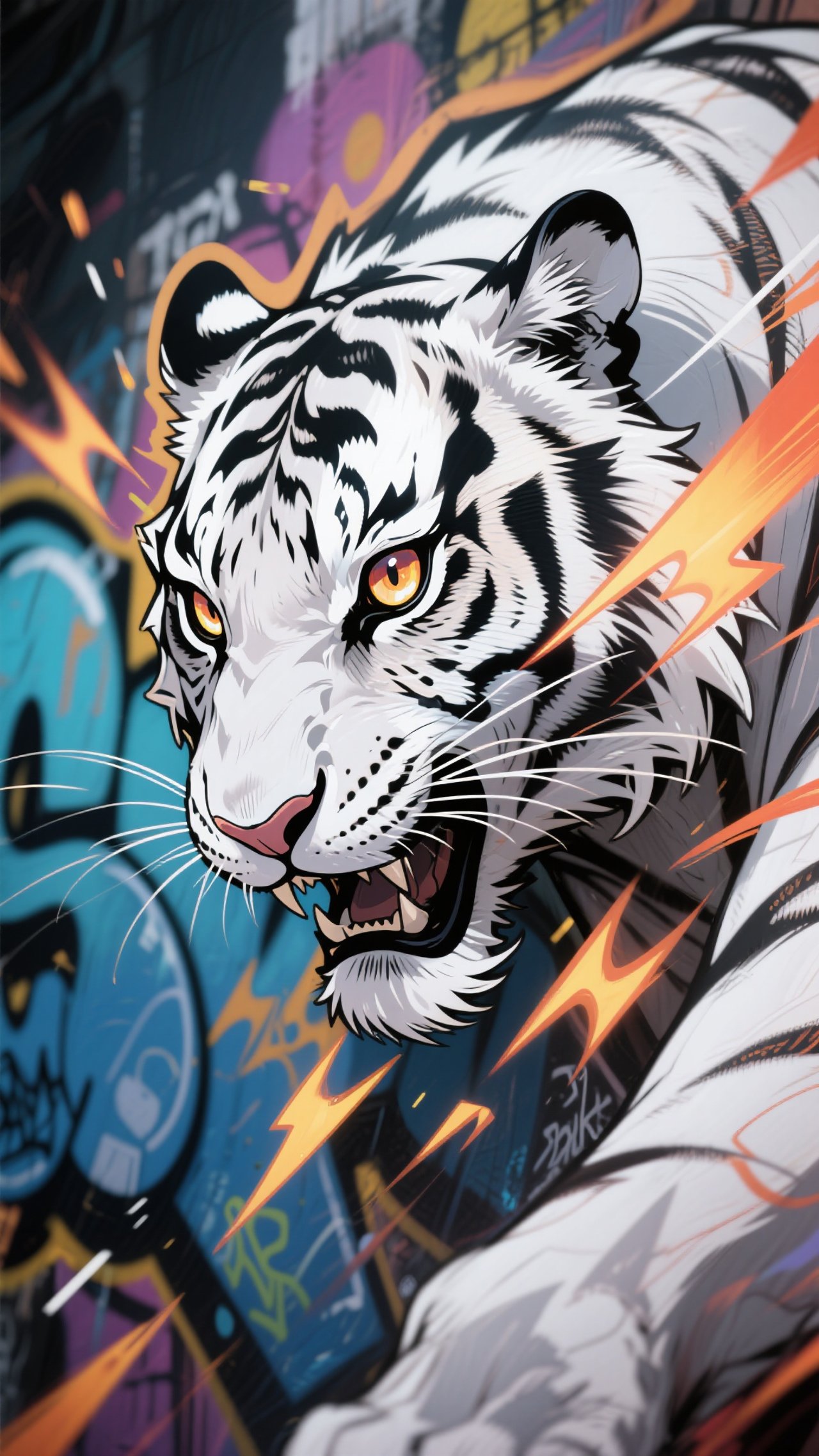 絵だけど噛み付くWHITE TIGER