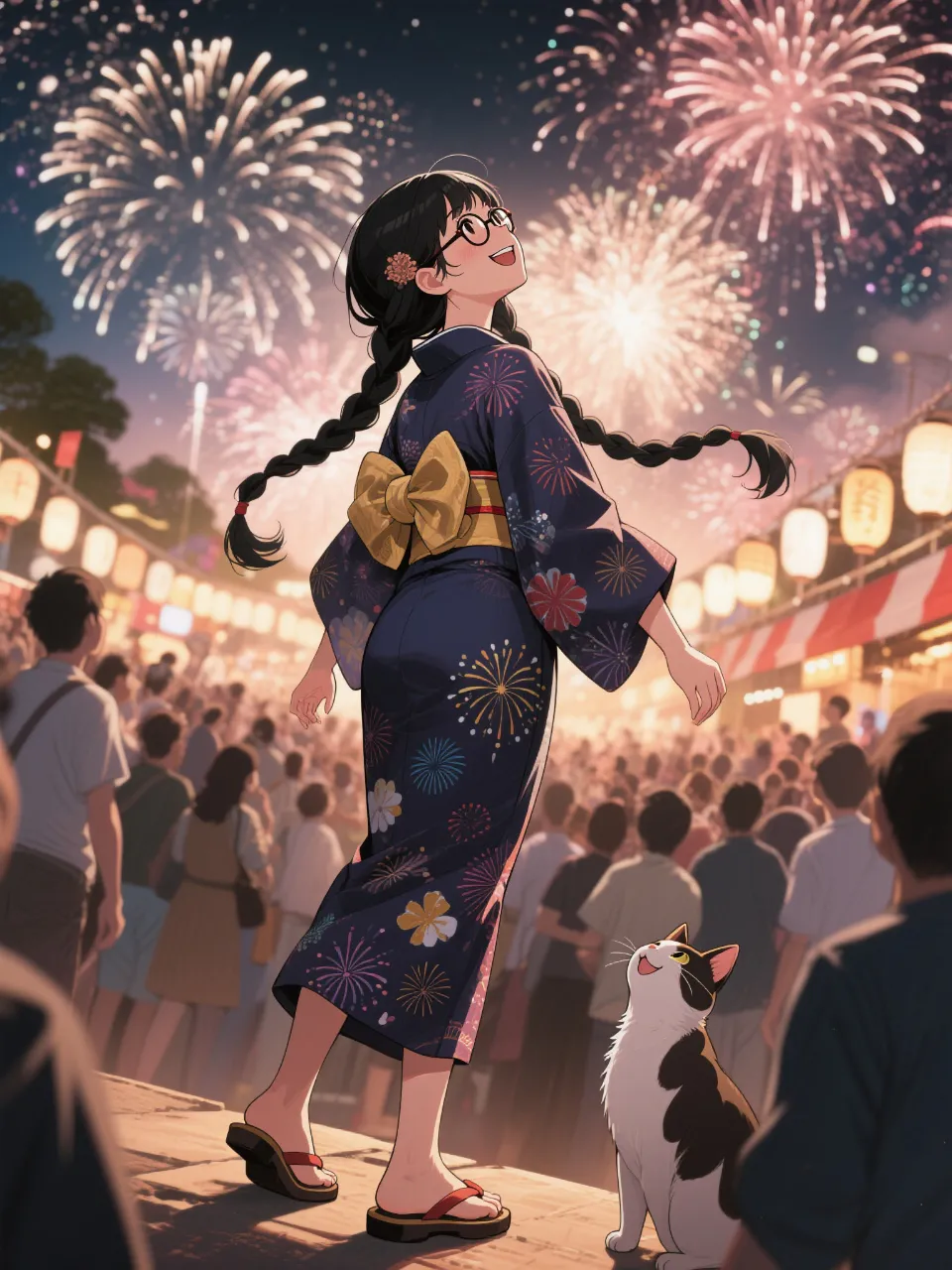 「穂蔵　灯子(ほのぐら　とうこ)」と花火大会 — 水上雷太さんのAIイラスト