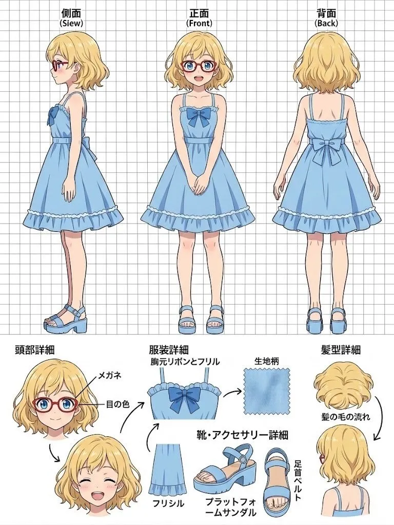 赤井ひづめ夏コス三面図♪