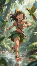 ジャングルを駆け回る野生少女