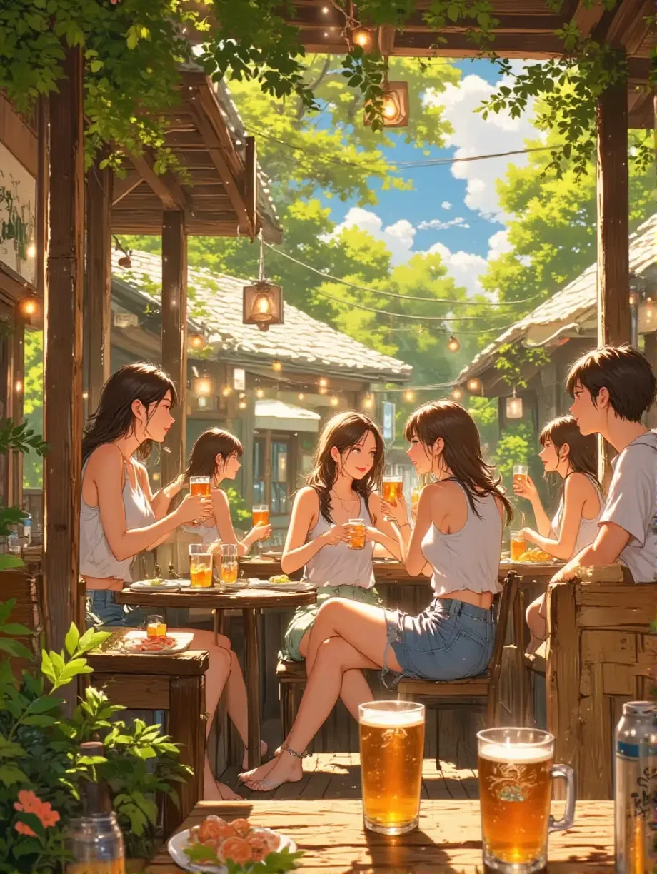 ワイワイガヤガヤ…夏の日のビアガーデン🍻