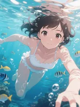 水中で見つめてくる彼女。