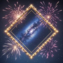 花火 天の川 diamond-shaped frame