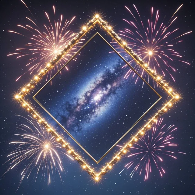 花火 天の川 diamond-shaped frame