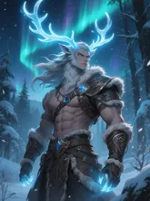 Majestic Reindeer Warrior in Snowy Forest — kaoriさんのAIイラスト
