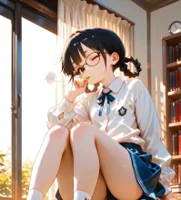 沙也加「あ、やっと来たね!」 — 委員長イラストのAIイラスト|SUPPART