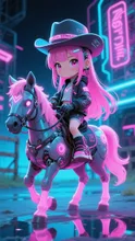 未来のピンク髪娘💕牧場に来たらお馬さんに乗りたくなるよね❤️ — 美波💕さんのAIイラスト