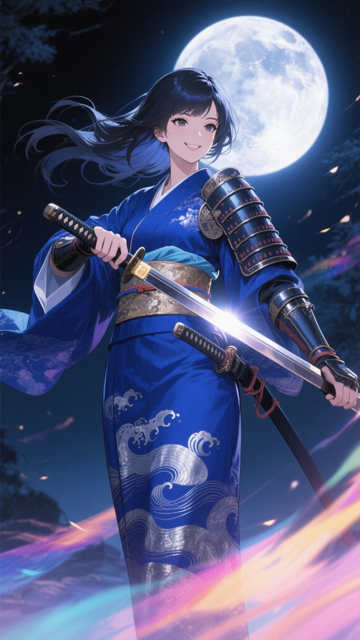 月光に包まれた麗しき女サムライ
