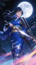 月光に包まれた麗しき女サムライ