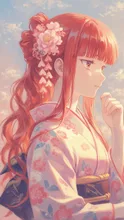 和服赤髪の子
