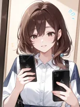 スマホ2個持ちで送る言葉を迷う — 花筏さんのAIイラスト