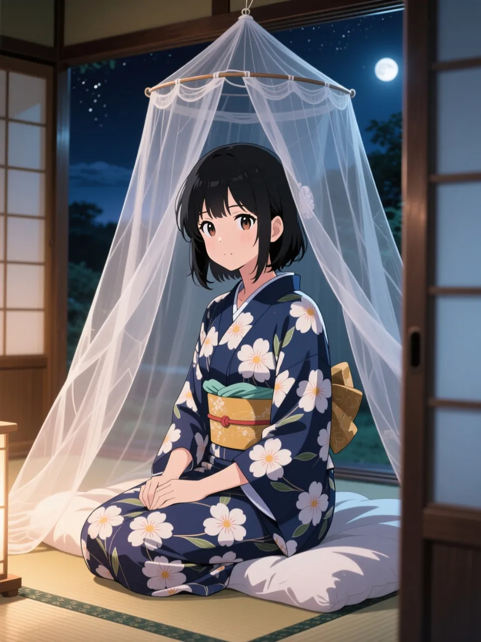 蚊帳の中浴衣美人②