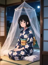 蚊帳の中浴衣美人②