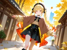 ポンチョで歩く黄色ちゃん