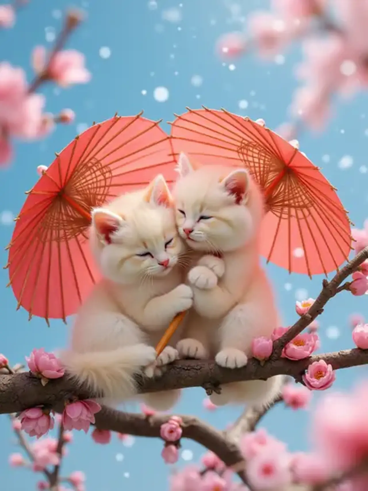 "Lotus umbrellas shield playful innocence under plum-scented…
