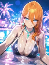 真夏のナイトプール·ネオン輝く夜のプール の投稿作品