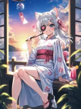 涼しいのう♡ — 眼帯イラストのAIイラスト|SUPPART