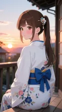 縁側の浴衣美人·夏の夕涼み の投稿作品