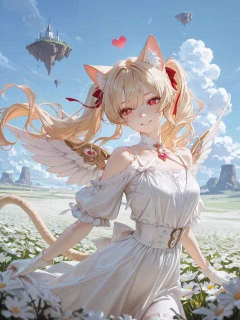 きちんとした服装、ふわふわの雲の擬人化の成年女性