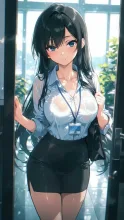 『戻りました〜』『‥？じろじろ見て、なに？』