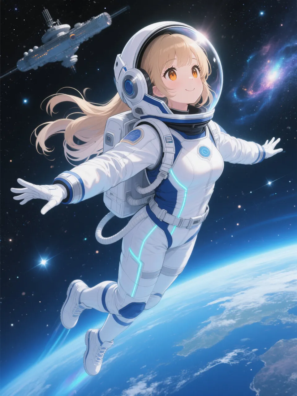 宇宙飛行士の陽子。