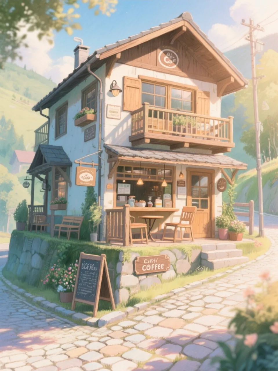 坂の上の喫茶店 — ×Alice×さんのAIイラスト