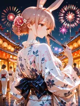 浴衣で花火
