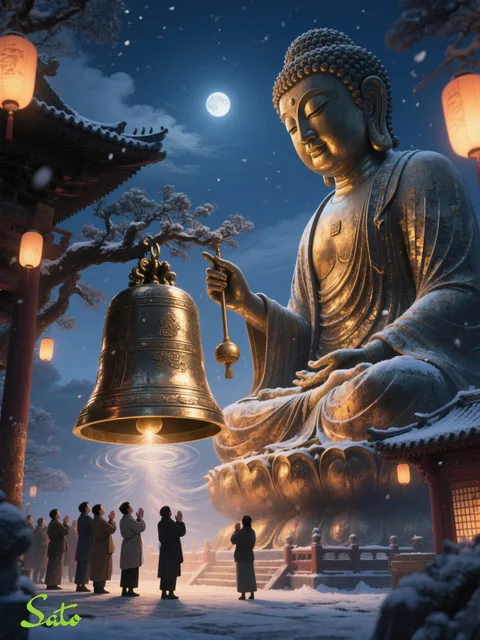 除夜の鐘を突く大仏様