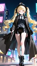 トレンチコートと拳銃黄色ちゃん