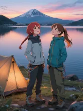 双子と夜明け前のキャンプ場
