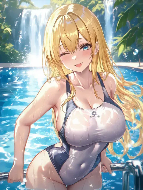 滝壺近くの水はまだ冷たいわね