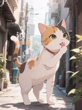 三本足の猫。AIの仕事だけどね、俺じゃねえよ