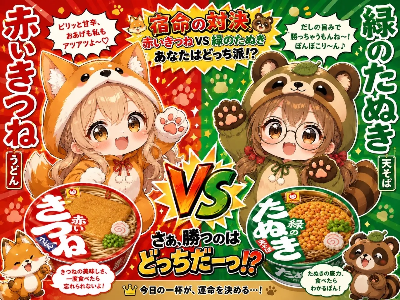 赤いきつね陽子vs緑のたぬき菜摘。