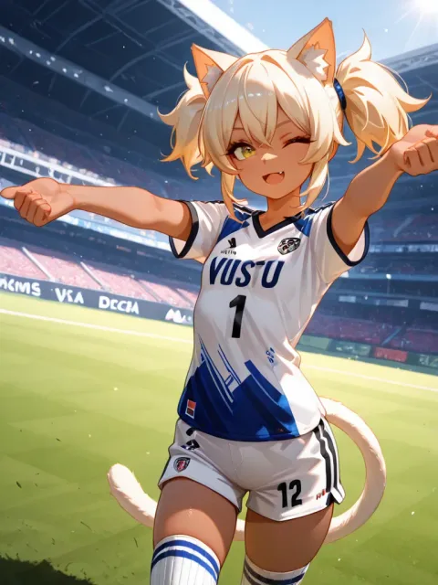 ディフォルメ、サッカーの試合、スタジアム
