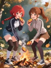 双子と焼き芋