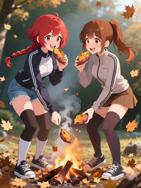 双子と焼き芋