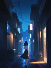 夏の夜の路地
