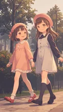 散歩する姉妹