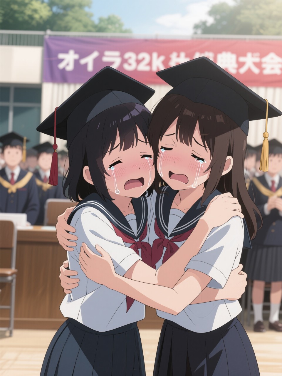 卒業式を終えて明日以降会えるか不安になってしまう二人