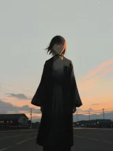 空と女の人