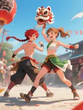 双子と獅子…舞？