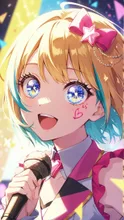 目を輝かせる