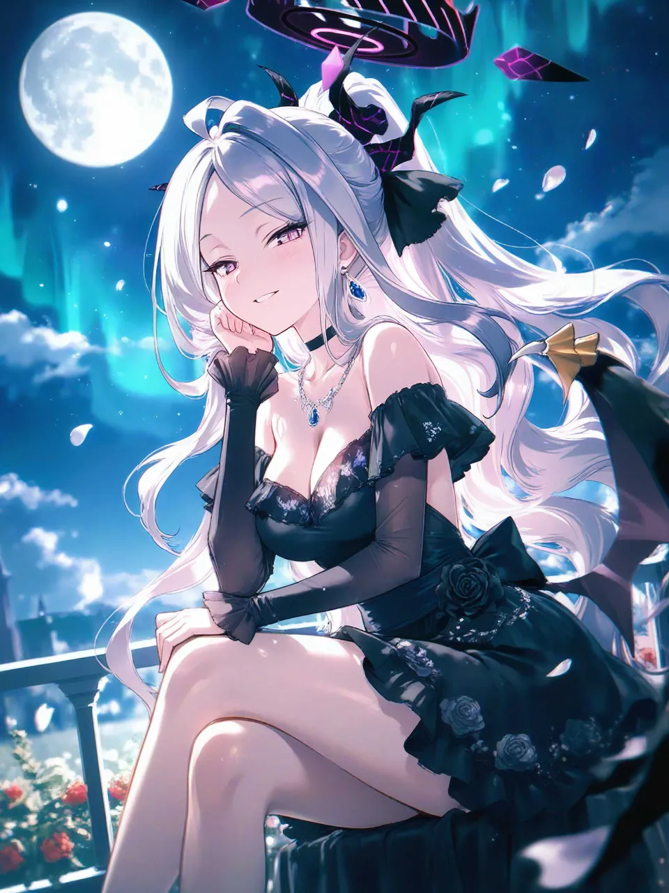 バラ園と黒いドレスヒナ