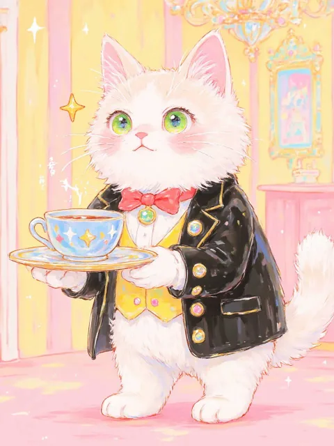 猫ちゃんが執事がよく来てる服を着て