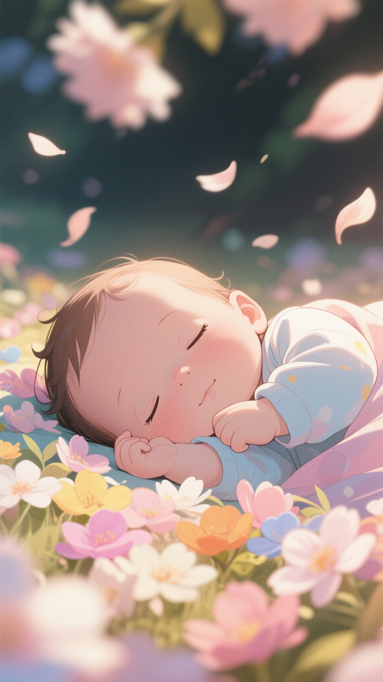 花に囲まれて