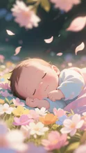 花に囲まれて