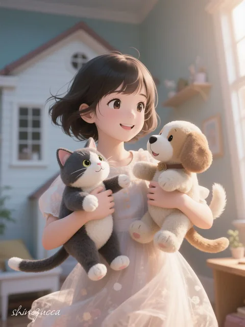 ぬいぐるみでままごと遊び