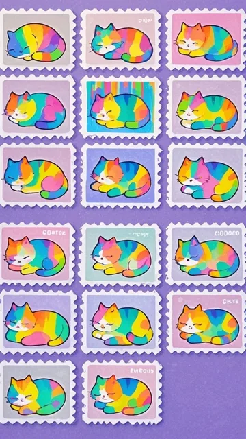 虹色猫が腹を見せて寝るポーズ