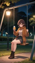 夜の公園にて…あぁもー:( ꐦ´꒳`;):ﾑｶﾂｸ 飲まずにはやってられない💢
